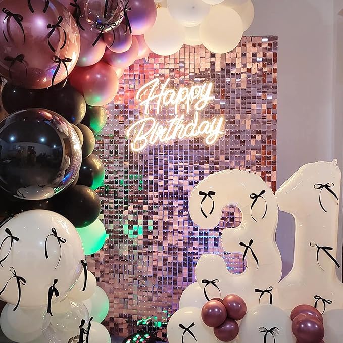 4 FT x 6 FTPink Shimmer Wall Backdrop,Shiny Sequins,24PCS Sequins Backdrop Decoration Panels,Glitter Bling Photo Background Decorations for Birthday Party Wedding Graduation Anniversary Baby Shower