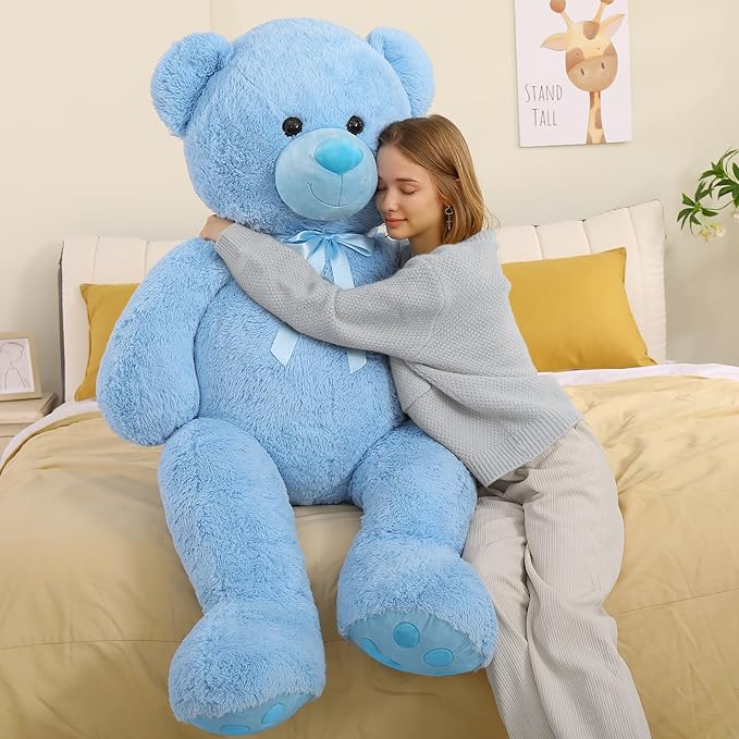 Tezituor Giant 5 Feet Teddy Bear Stuffed Animal, Soft and Huggable Valentines Teddy Bear Plush for Girlfriend and Boyfriend, Classic Large Blue Teddy Bear Gift for Kids