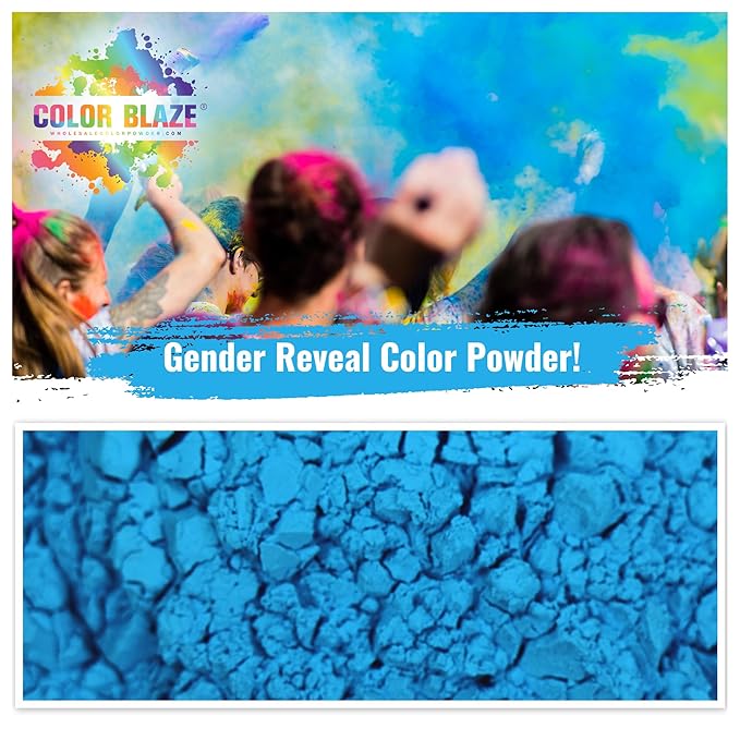 Color Blaze Baby Gender Reveal Color Powder Packets - 75 g Each - 25 Packs of Blue Colored Powder for Boy - for Car & Motorcycle Burnout, Exhaust, Color Toss, Photoshoot, Party & Festival - Blue