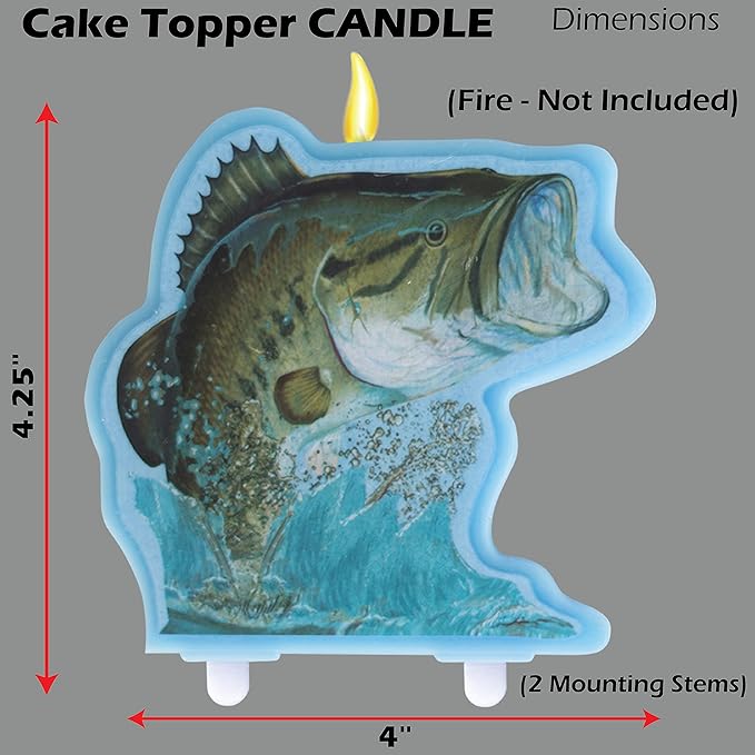 Havercamp Fishing Birthday Party Premium Decorations! Includes: Birthday Banner, Bass Centerpiece, 6 Bass Balloons, 12 Photo Props, 1 Cake Topper & 1 Heavy Duty Tablecover.