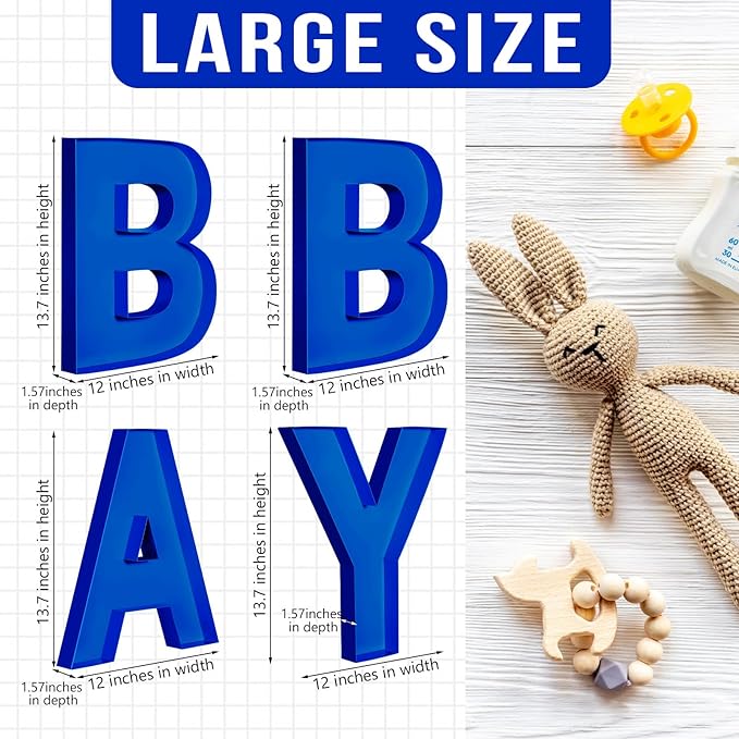 Mifoci 4 Pcs Large Baby Shower Food Trays 13.7" Charcuterie Cardboard Letter Shaped Serving Platter Fillable Boxes for Baby Shower Gender Reveal Party Paper Chocolate Candy Decoration (Royal Blue)