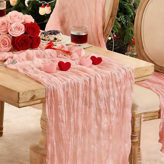 12 Pack Cheesecloth Table Runner 120 Inch Boho Rustic Gauze 10 FT Dusty Pink Cheese Cloths Table Runners Decorations for Spring Summer Birthday Party Baby Shower Wedding Holiday Home Decor