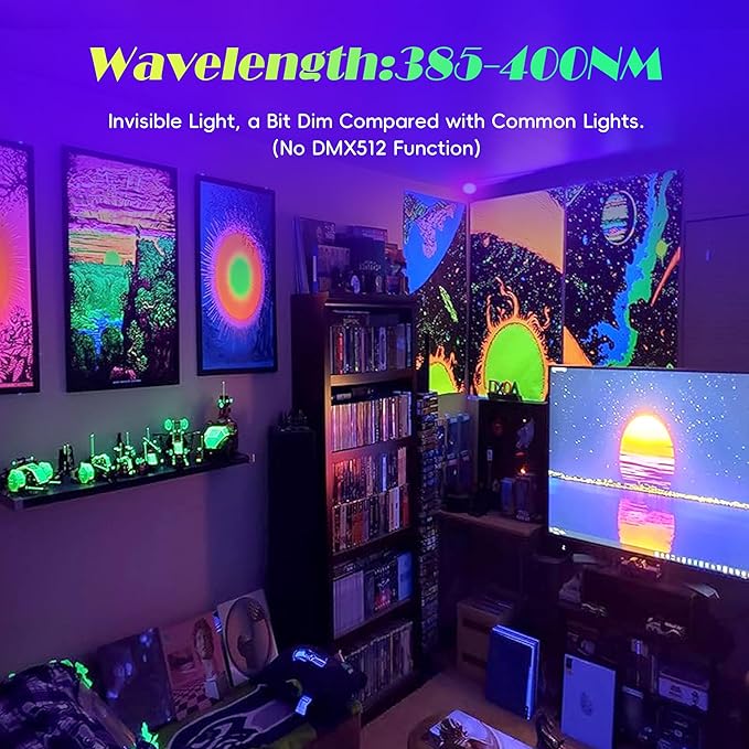 300W Black Light, LED Blacklight with US Plug & Switch, Black Lights for Glow None Party, Halloween, Body Painting, Fluorescent Painting, Tapestry (3 Pack)