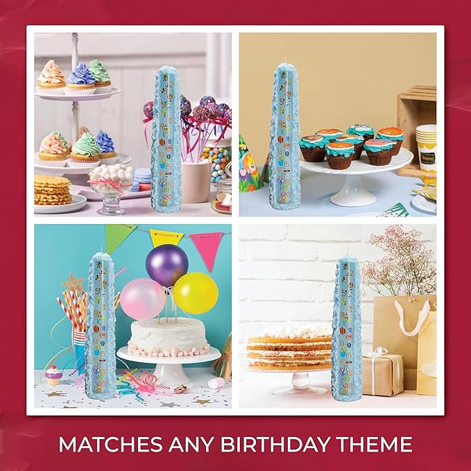 Biedermann & Sons Baby Shower Countdown Candle for Boys, Light Blue 15 Inch Unscented Pillar, 42 Hour Burn Time, 21-Year Keepsake Gift or Favor for Guests