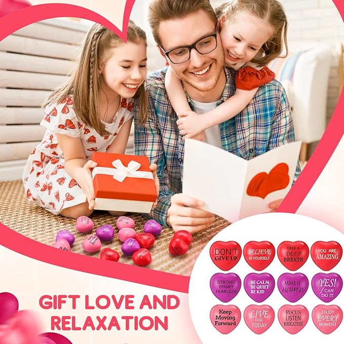 150 Pieces Valentines Day Heart Stress Balls 1.5 Inch Stress Relief Balls Valentine Small Heart Shape Stress Ball Party Favors Valentines Day Gifts for Little Teens