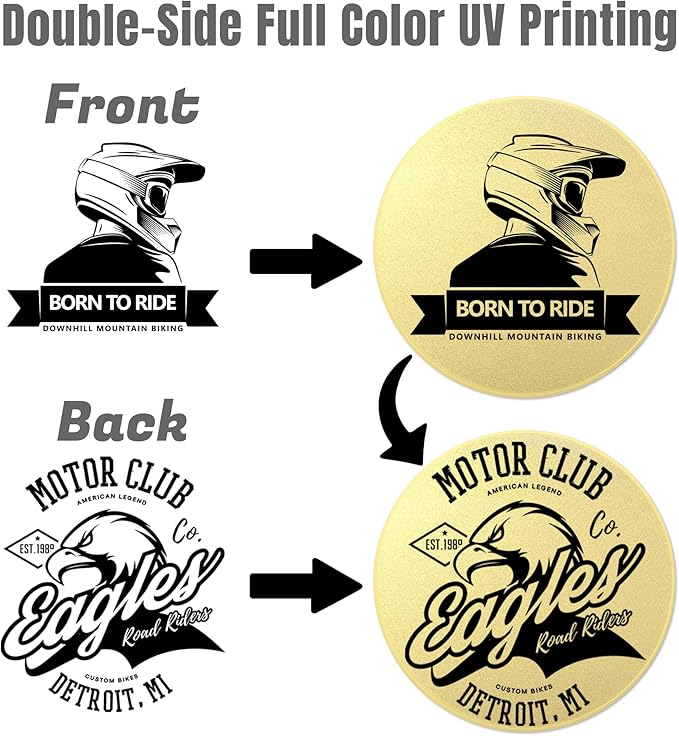 10 Custom Challenge Coins, Personalized Commemorative Coins with Logo Photo Text, Custom Memorial Gifts for Company Military Family Colleague Anniversary Wedding Couple Pocket Hug Tokens (Gold)