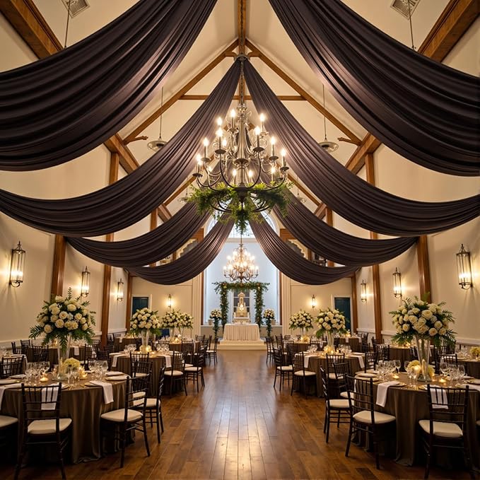 20ft x 15ft Brown Wrinkle Free Backdrop Curtains for Parties,Silky Polyester Fabric Wedding Ceiling Drapes, 4 Panels 15ft Photo Back Drop Drapes for Baby Shower Photography Stage Background Cloth