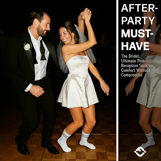 Funky Junque Bride & Squad Striped Crew Socks - 100% Cotton Bridal Socks | Bachelorette Gifts & Party Accessories
