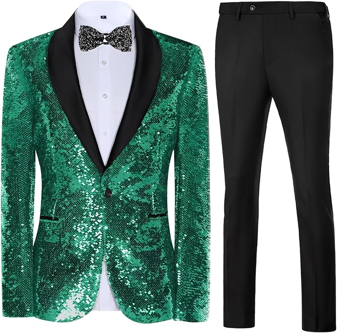 High-End Suits Sequins Men Tuxedo Sparkly Shawl Lapel Homecoming Suit Glitter 2 Pieces Party Prom Festival Blazer Pants