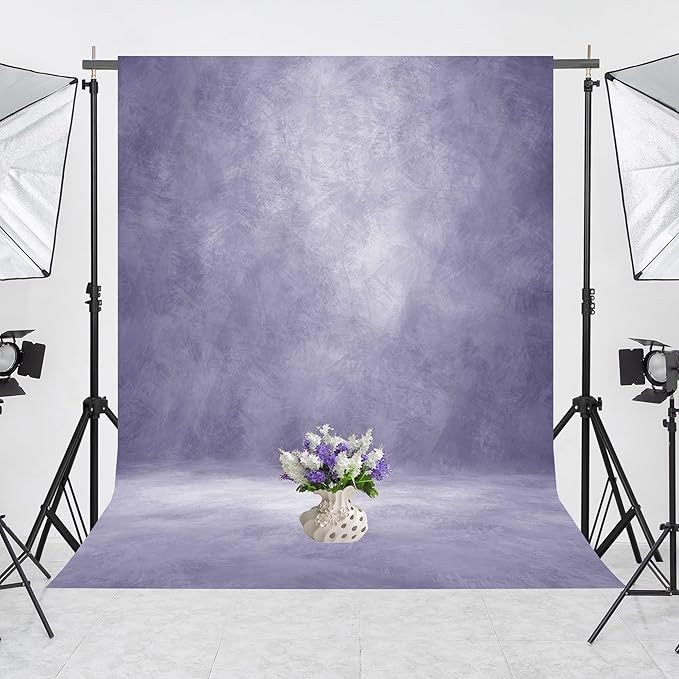 Abstract Professional Photography Backdrop for Portrait Photo Props Booth Background Photoshoot Studio with Polyester Fabric Roller Pocket on Top(8x10ft,Light Purple,No Stand)