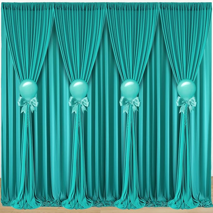 10 ft x 30 ft Wrinkle Free Turquoise Backdrop Curtain for Parties, Thick Polyester Teal Photo Backdrop Drapes,6 Panels 5ft x 10ft for Baby Shower Wedding Engagement Birthday Mermaid Party