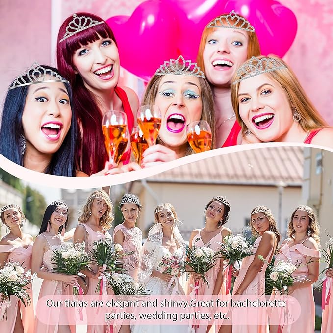 Lyrow 30 Pcs Tiara Crowns for Women Bulk Galentines Day Party Favors Crystal Queen Crowns with Comb Headband Silver Princess Tiaras for Birthday Wedding Halloween Christmas(Beautiful Style)