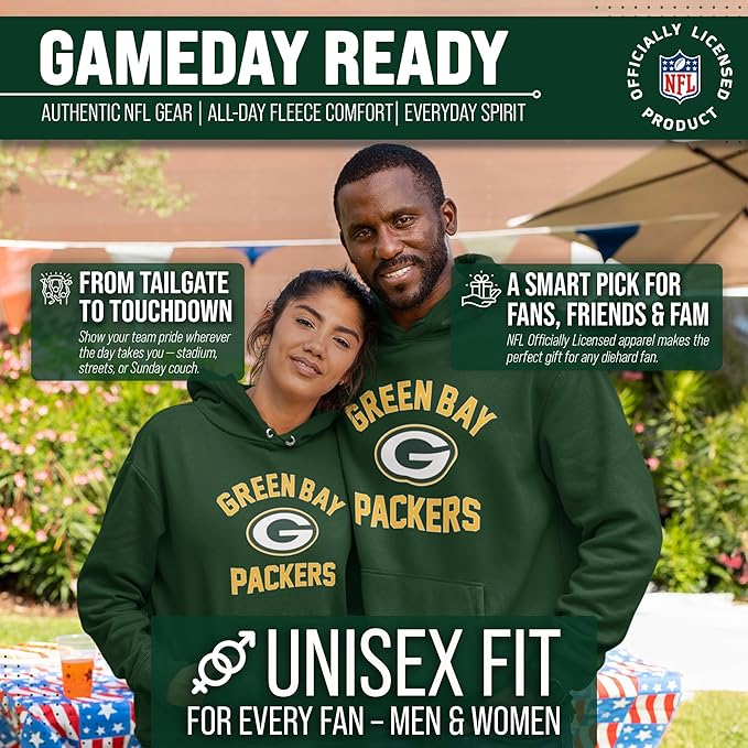 Team Fan Apparel NFL Adult Gameday Hooded Sweatshirt - Poly Fleece Cotton Blend - Stay Warm and Represent Your Team in Style