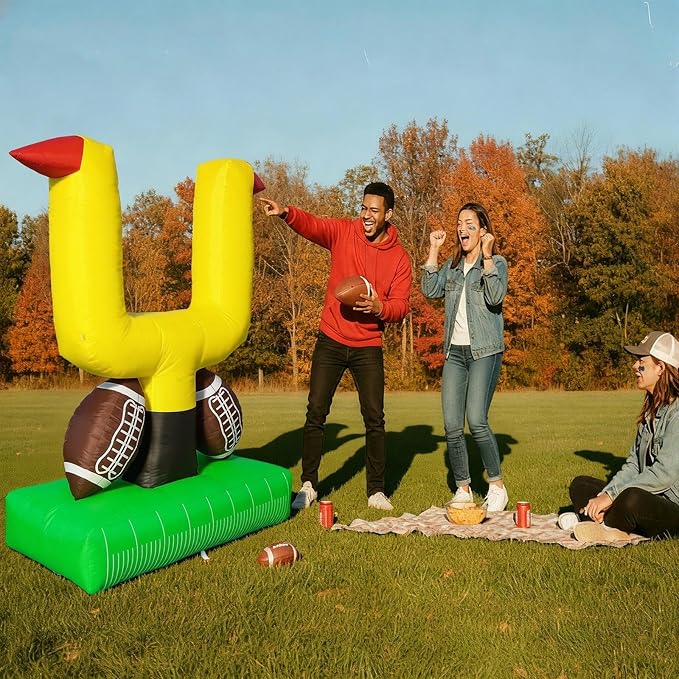 Bencailor 71 Inch Giant Football Party Decoration Jumbo Inflatable Football with Tee Set for Game Large Blow up Footballs for Sport Birthday Party Indoor Outdoor Lawn Yard Decor