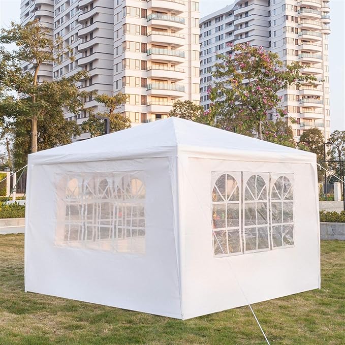 Party Tent, Tents for Parties, Outdoor Wedding Tent Birthday Tent Event Tent Patio Gazebo Carport Canopy Shade, Canopy Tent with Removable Sidewalls & Transparent Window (10'x10'/3 Sidewalls White)