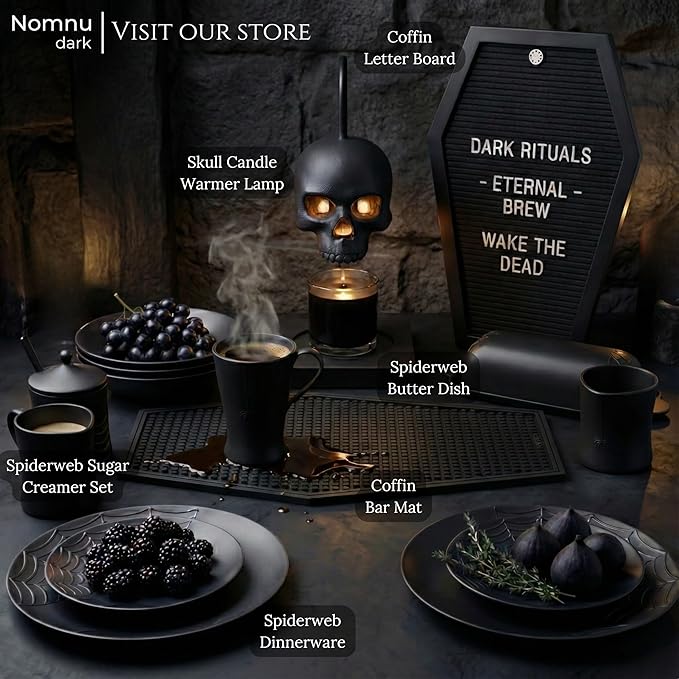 Coffin Letter Board Black +3D Bat Stickers +650 Characters, Spooky & Seasonal Emojis, Wooden Stand - 17x10.5 Inches - Coffin Shaped Goth Decor Sign Witchy Halloween Decorations Gothic Decor Birthday Wedding Home Spooky Gifts