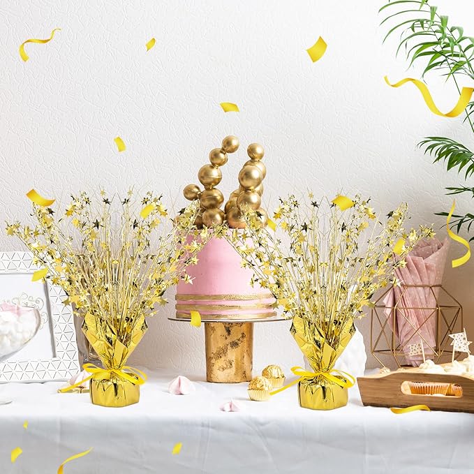 Crowye 18 Pcs Foil Spray Centerpiece Valentine's Day Table Decoration Winter Party Star Burst Metallic Table Centerpieces for Party Birthday Season Holiday(Gold)