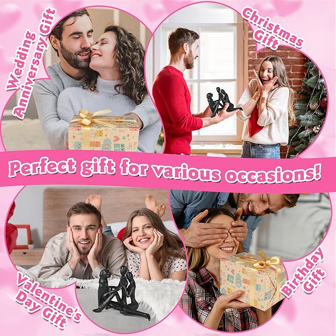 Sweet Couple & Dog Statue Cast Iron Sculpture Decor, Wedding Anniversary Love Gifts for Couple Women Men Wife Husband Her Him Girlfriend Boyfriend, Valentines Gifts for Her Wife Him