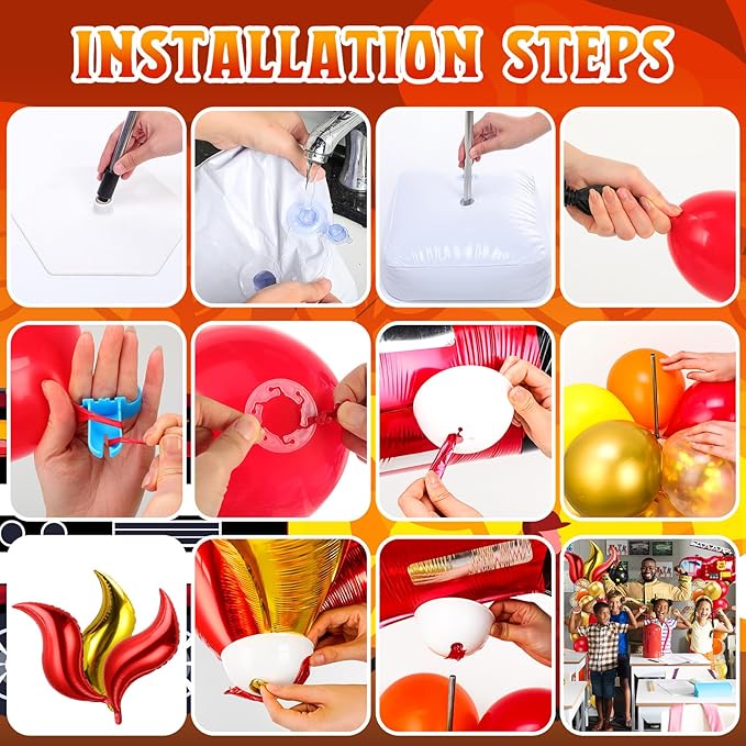 Kasyat 2 Set Fire Truck Party Balloon Column Stand Kit with 2 Fire Truck and 100 Latex Balloons, fire Truck Party Supplies for Wedding Baby Shower Birthday Party
