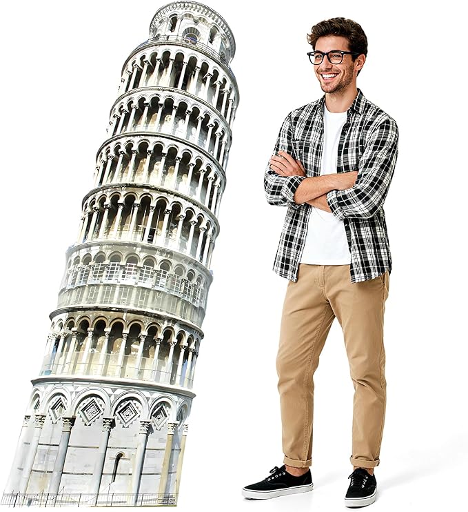 70.8" Tower of Pisa Cardboard Cutout Tower of Pisa Stand Up Cutout Life-Size Italy Photo Booth Prop Backdrop Sign Italian Landmark for Italy Theme Birthday Party Cultural Educational Display