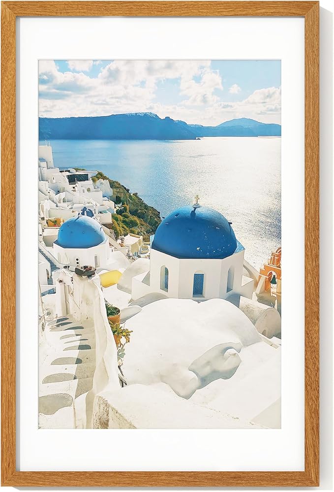 Axeman 14x22 Frame - Solid Teak Wood 14x22 Picture Frame With Mat for 12x18, 22x14 Wood Poster Frame, Tempered Glass and Hanging Hardware Included Home Decor Art Hanging Frame, Natural Teak