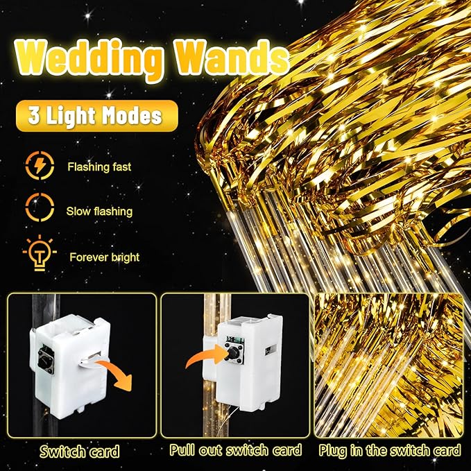200PCS Wedding Wands, Wedding Send Off Ideas, Light up Wands for Celebration, Celebration Party Favors, Party Light Sticks for Send Off and Exits Baby Shower, Birthday, Party, Christmas