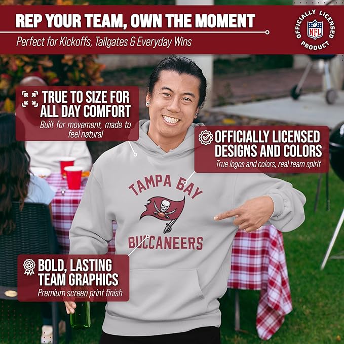 Team Fan Apparel NFL Adult Gameday Hooded Sweatshirt - Poly Fleece Cotton Blend - Stay Warm and Represent Your Team in Style