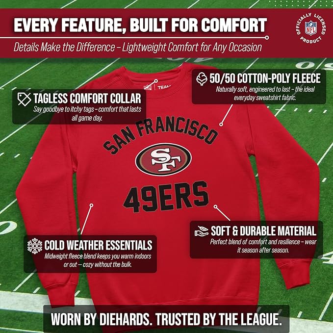 Team Fan Apparel NFL Adult Gameday Football Crewneck Sweatshirt - Cotton Blend - Stay warm, comfortable & stylish on game day