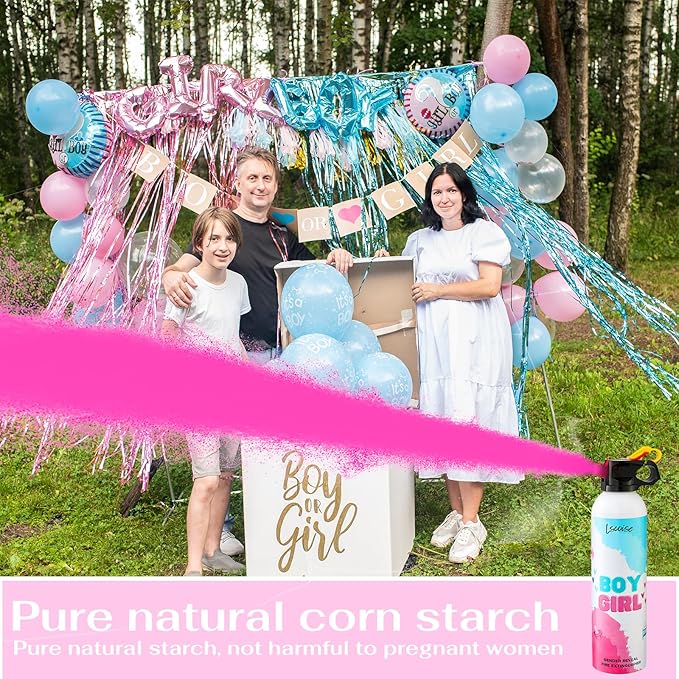 Gender Reveal Fire Extinguisher Set for Newborn Baby, 4Pcs Pink Gender Reveal Smoke Bombs, 100% Biodegradable Color Blaster for Cool Gender Reveal Ideas, Confetti Power Cannon Shooter Party Supplies