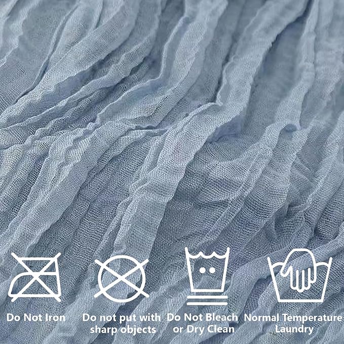 16 Pack 10Ft Cheesecloth Table Runners – Boho Gauze Vintage Table Decor, 120 Inch Long Rustic Cheese Cloth Runner for Wedding, Bridal Shower, Birthday, Romantic Party (Dusty Blue, 24" x 120"-16Packs)