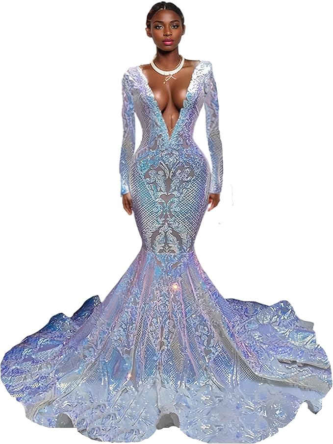 Keting Shiny Sequined Mermaid Women's Prom Party Evening Gala Dress Pageant Celebrity Gown
