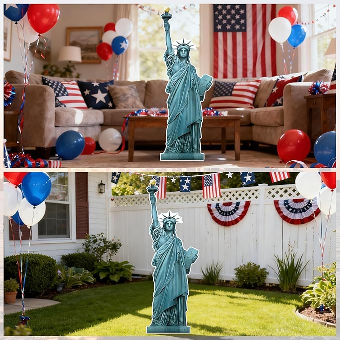 6 Ft Statue of Liberty Cardboard Cutout Statue of Liberty Stand Up Cutout Life-Size Patriotic New York City Themed Photo Booth Prop for Patriot Day Veterans Labor Day Party Decoration