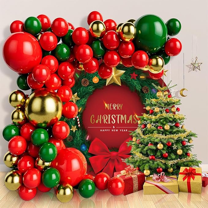 YongFoto 6x6ft Merry Christmas Round Backdrop Cover Green Exquisite Christmas Ring Red Bowknot Circle Background for Photography Happy New Year Eve Party Xmas Santa Party Festival Baby Shower