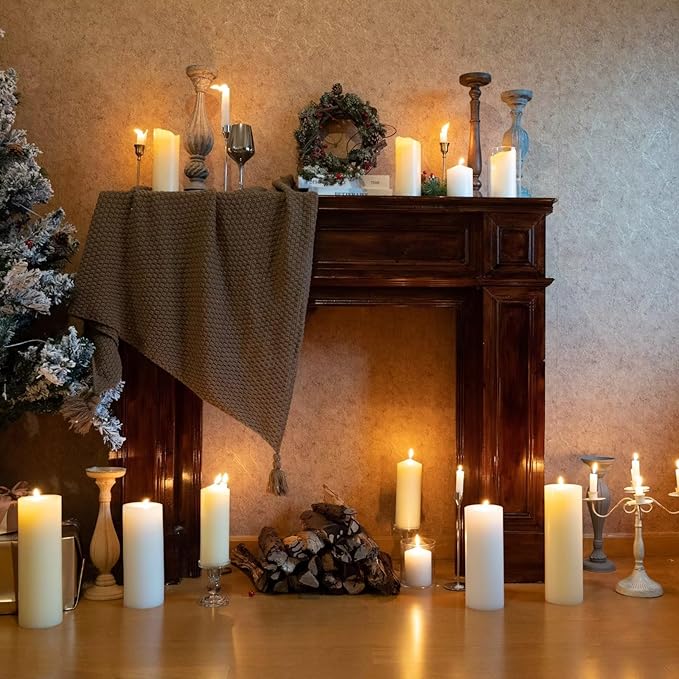 MOZEAL 4" x 12" Extra-Large White Pillar Candles (Set of 2), Unscented,Dripless, Smokeless,Long Clean-Burning,These Tall 12 inch Large White Pillar Candles Perfect for Weddings and Christmas Decor