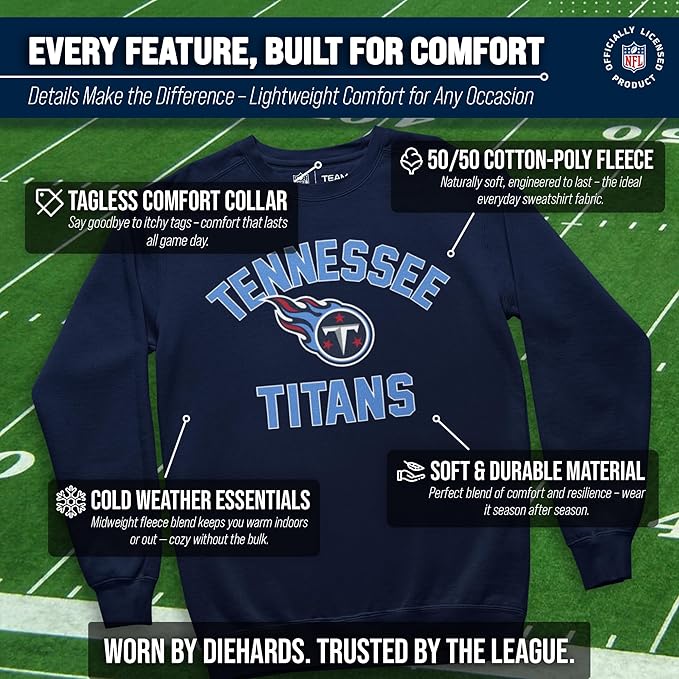 Team Fan Apparel NFL Adult Gameday Football Crewneck Sweatshirt - Cotton Blend - Stay warm, comfortable & stylish on game day