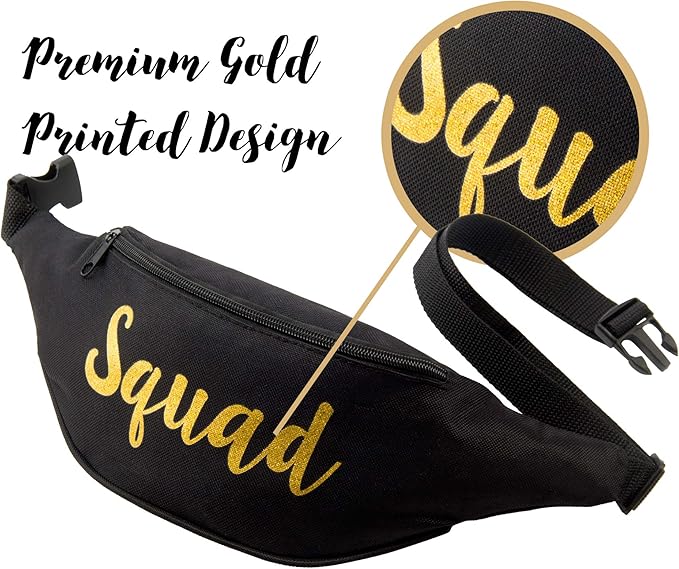 Bachelorette Party Fanny Packs – 7 Pack Bride & Squad Fanny Packs with Cursive Design