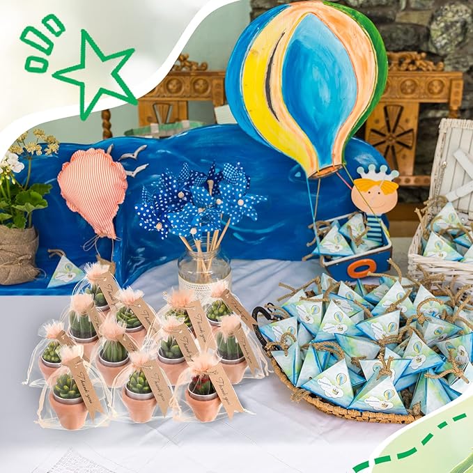 MTLEE 24 Pcs Succulent Tealight Candles - Wedding Party Baby Shower Valentines Gifts Birthday Pack with Terracotta Pot, Organza Bag, Tags, Twines