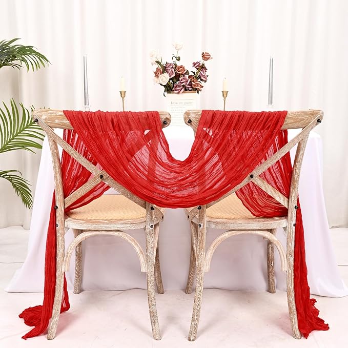 15 Pack Red Cheesecloth Table Runner 17 x 108 Inch Fall Thanksgiving Boho Rustic Farmhouse Gauze Cheese Cloth Runner for Wedding Party Baby Shower Home Decor Holiday Decorations