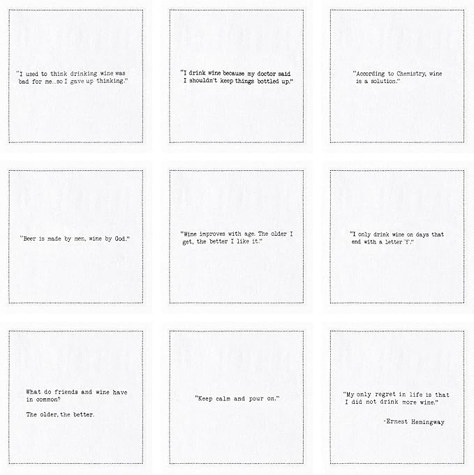 Five Star Funny Wine Quotes | White Cotton Cocktail Napkins | 50 Luxury Disposable Beverage Napkins with Witty Bar Quotes | Drink Napkins for Parties, Bars, Weddings & Game Nights