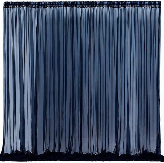 20x10 Navy Blue Tulle Backdrop Curtains for Parties, Sheer Backdrop Curtain Wedding Photo Backdrop Drapes for Baby Shower Photography Birthday Party
