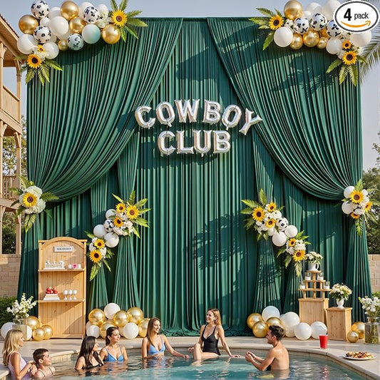 20ft x 15ft Hunter Green Wrinkle Free Backdrop Curtains for Parties,Silky Polyester Fabric Wedding Ceiling Drapes,4 Panels 15ft Photo Back Drop Drapes for Birthday Photography Stage Background Cloth