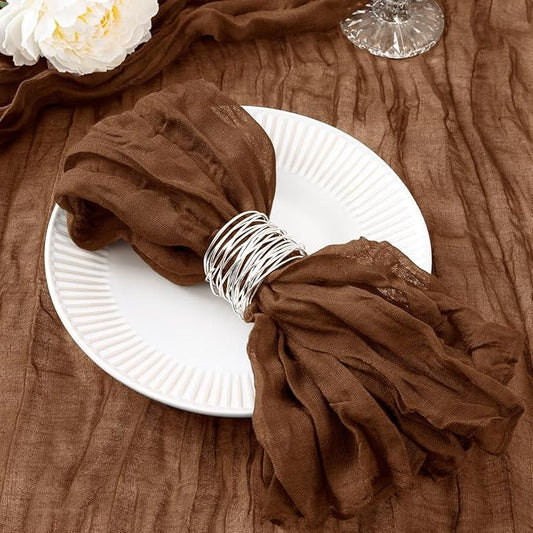 100 Pack Brown Cheesecloth Napkins Tan Spring Cloth Napkins Set of 100 Marron Dinner Napkins Bulk 21x21 Inches for Wedding Bridal Shower Baby Shower Valentine's Day