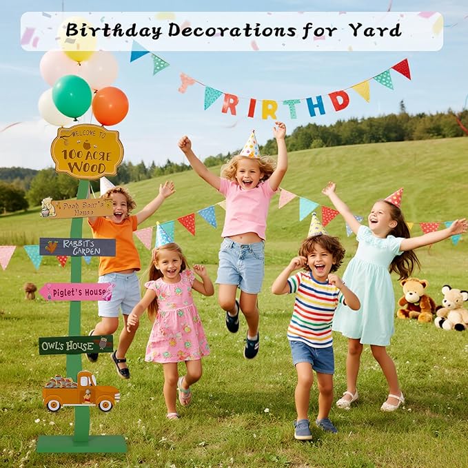 Winnie Baby Shower Decorations | Lighted Wood Baby Shower Standing Signs for Indoor Outdoor Yard Porch Decor | Hundred Acre Wood Birthday Party Decor