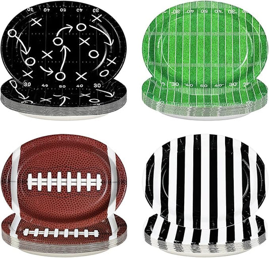 100Pcs Football Oval Paper Plates 10" x 12" Large Disposable Heavy Duty American Football Paper Platters Sports Theme Dessert Plates for Super Game Bowl Gameday Tailgate Party Supplies