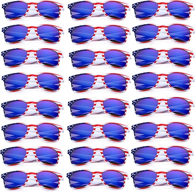 Fsmiling Bulk American Sunglasses USA Flag Sunglasses Patriotic Sunglasses-10/24Pack