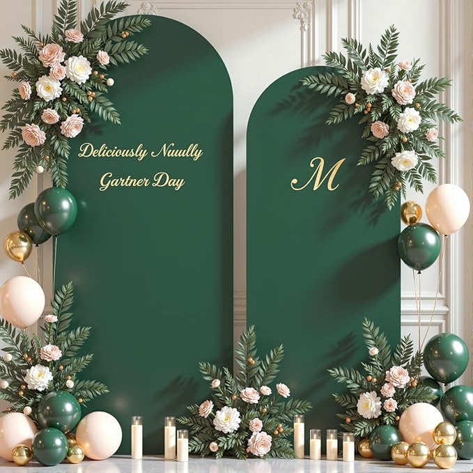 Hunter Green Arch Backdrop Cover Set of 2 Spandex 7.2 and 6ft Arch Covers Stretchy Backdrop Birthday Party Arch Stand Covers for Baby Shower Wedding Bridal Shower Banquet Photo Background Decorations