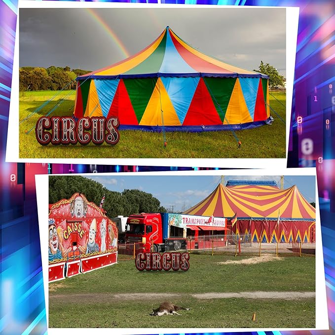Bucherry 7.7ft Vintage Carnival Circus Letter Cardboard Cutout Stand up Life Size Carnival Circus Themed Party Decoration Backdrop Photo Props Standup for Theme Party Supply