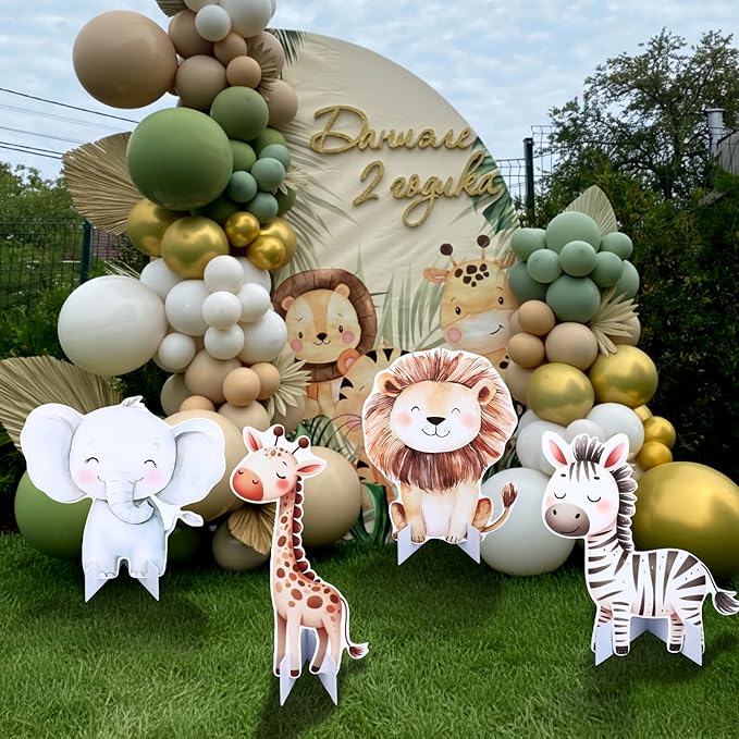 4 Pcs Large Jungle Animals Decorations 23.6 Inch Safari Birthday Decorations Jungle Animals Cutouts Backdrop Booth Props Party Supplies for Wildlife Theme Birthday Party Decor