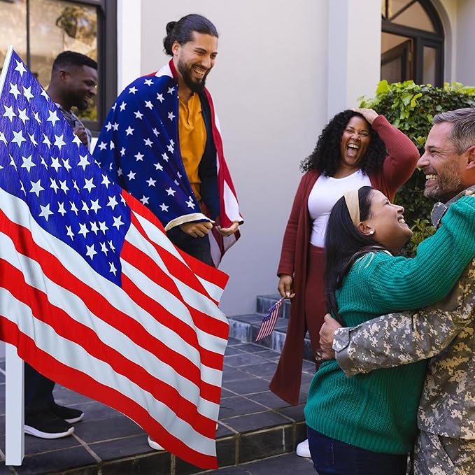 5Ft American US Flag Cardboard Stand Up Cutout Life Size USA 250th Photo Prop Patriotic Theme Veterans Day Memorial Day 4th of July Party Decoration Backdrop Stand-Up Cardboard