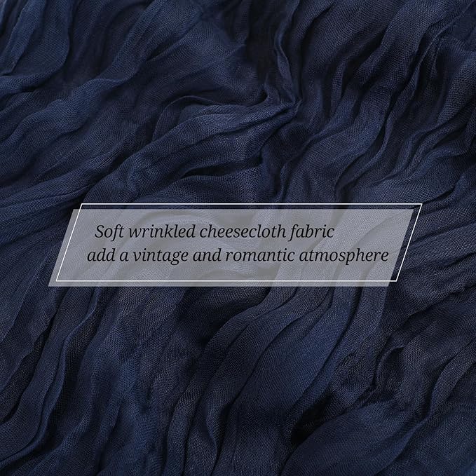 15 Pack Navy Blue Cheesecloth Table Runner 17 x 108 Inch Fall Thanksgiving Boho Rustic Farmhouse Gauze Cheese Cloth Runner for Wedding Party Baby Shower Home Decor Holiday Decorations